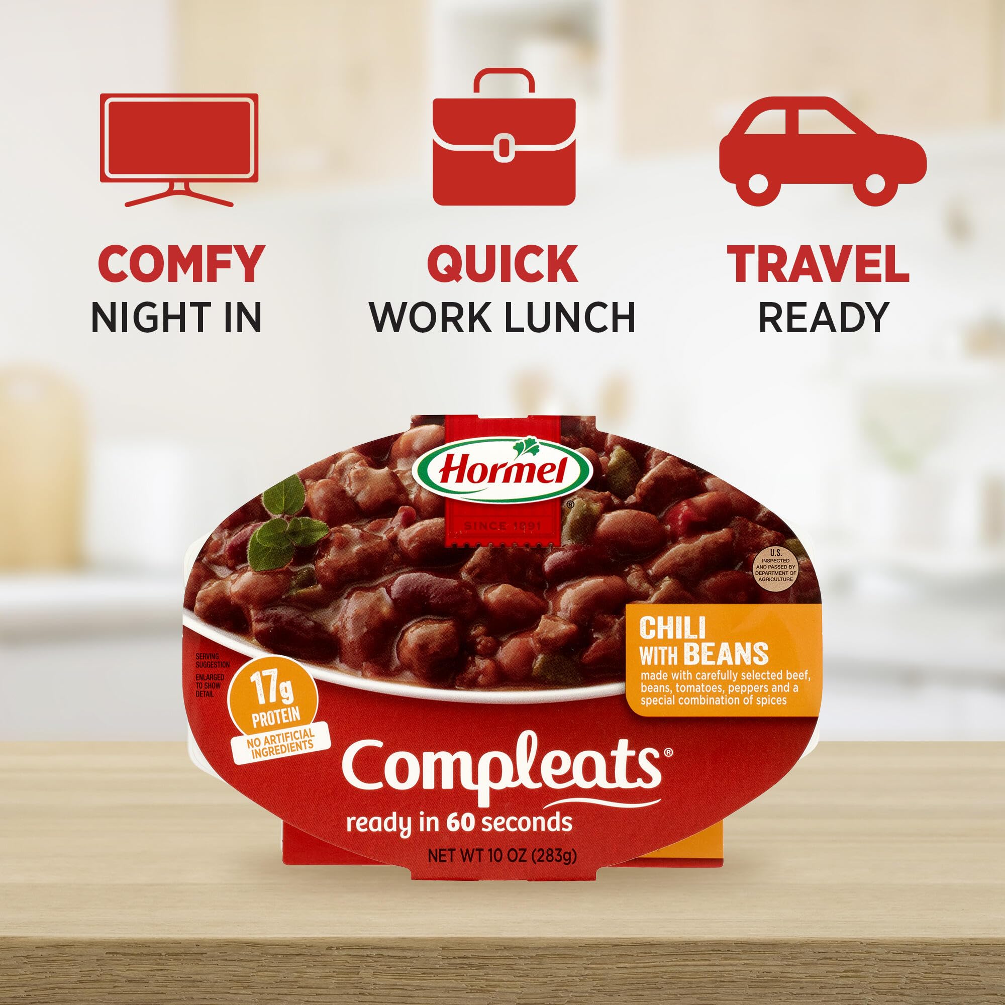 HORMEL COMPLEATS chili with beans beans and meat texture close-up