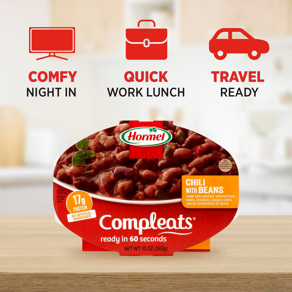 HORMEL COMPLEATS chili with beans beans and meat texture close-up