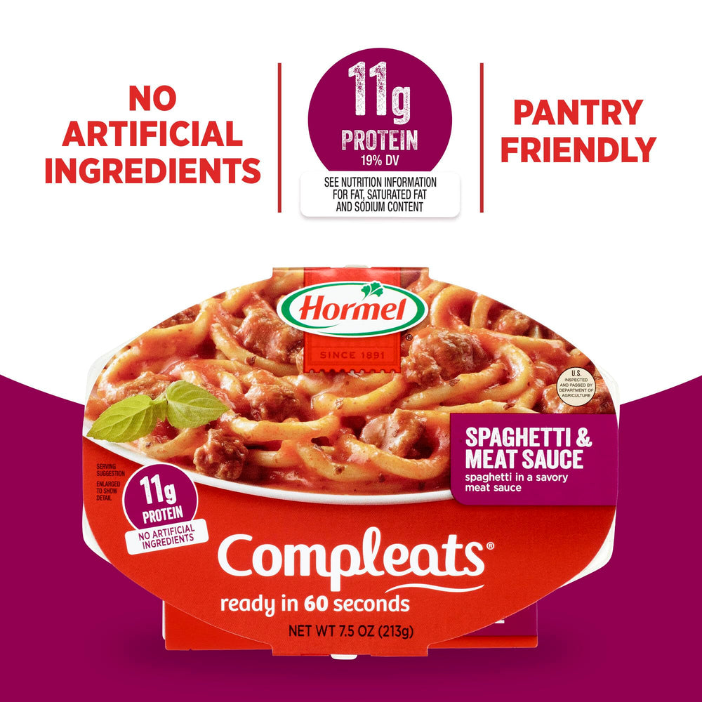 HORMEL COMPLEATS spaghetti-meat-sauce-tray family meal, quick solution for busy families.
