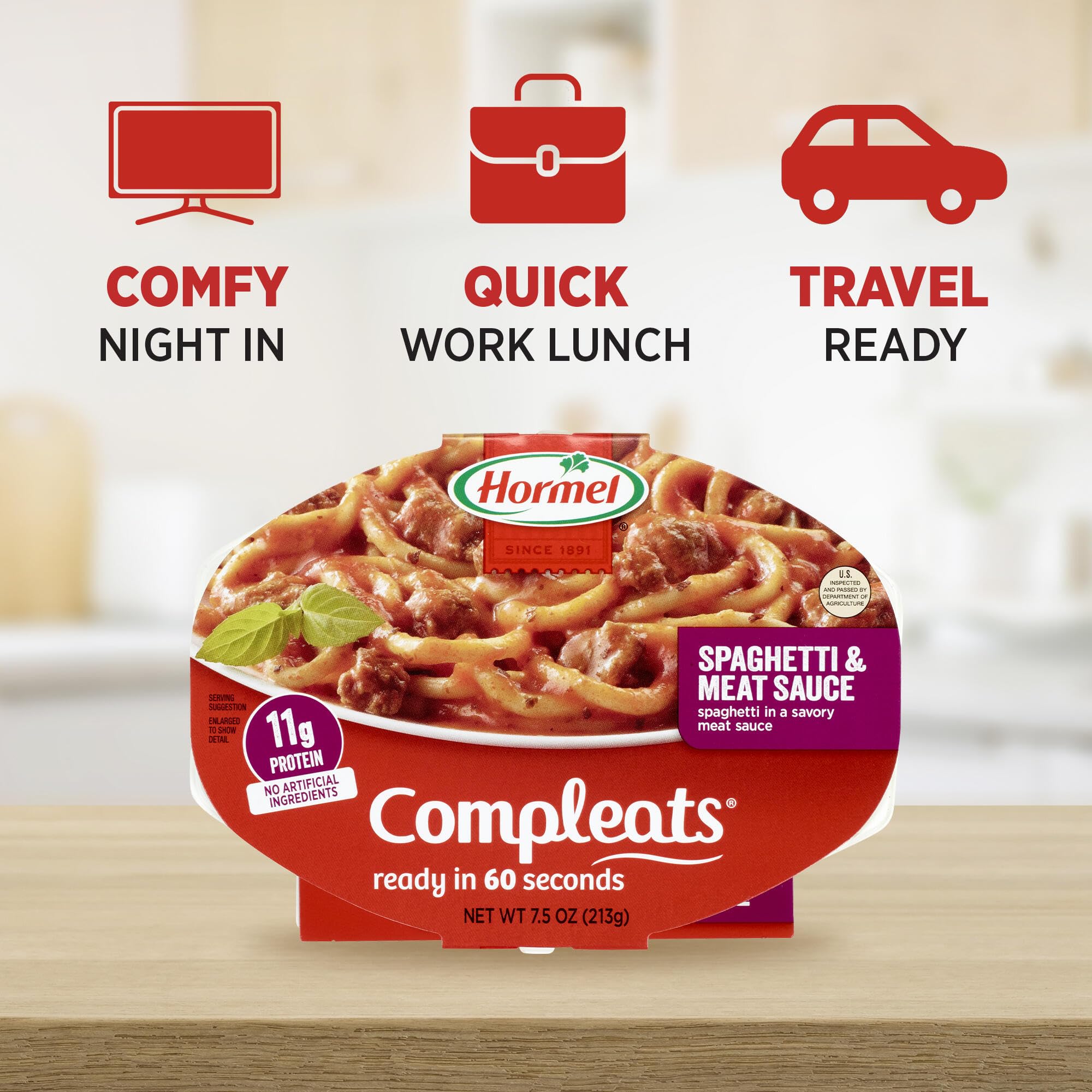 HORMEL COMPLEATS ingredients label highlight no artificial ingredients.