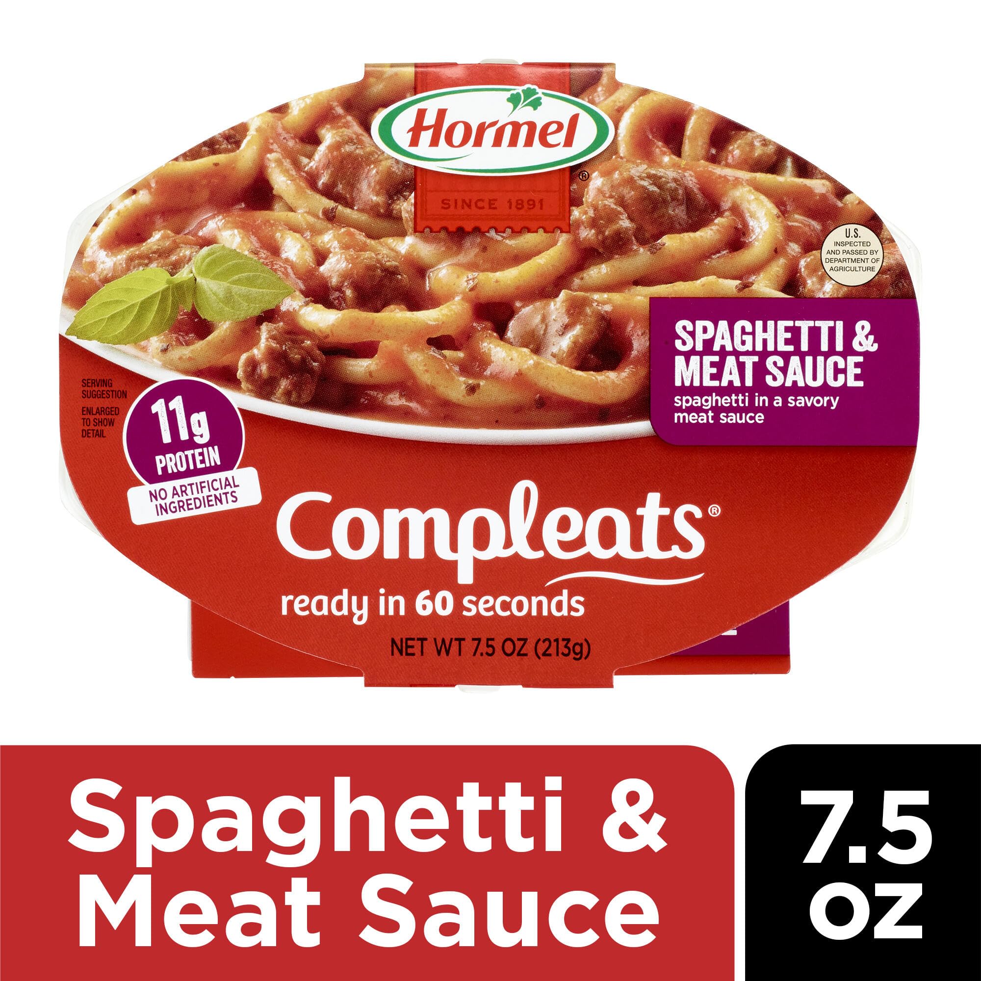 HORMEL COMPLEATS packaging on shelf, shelf-stable convenience for pantry.