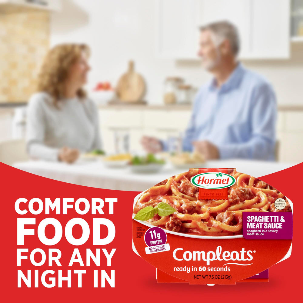 HORMEL COMPLEATS spaghetti-meat-sauce-tray side dish, main dish option.