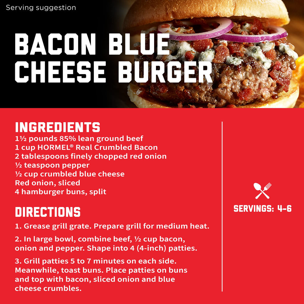 Hormel Real Crumbled Bacon fully cooked crumbles save time cooking.