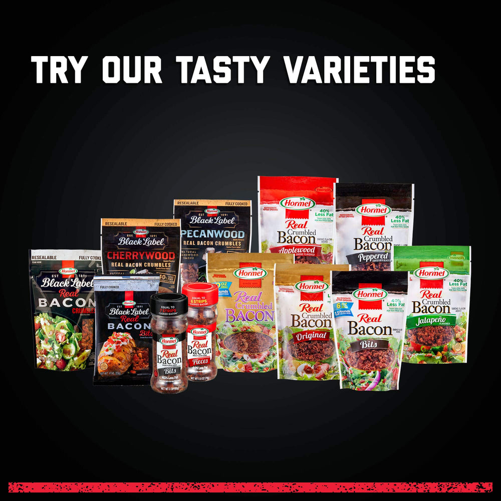 Hormel Real Crumbled Bacon resealable pouch for easy storage.