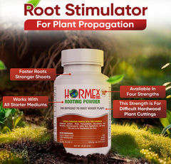 Hormex Rooting Powder being used to dip a cutting in preparation