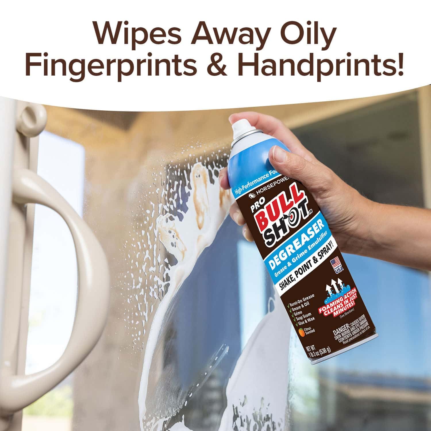 Horsepower Bull Shot Degreaser Pro removes crayon stains and marks.