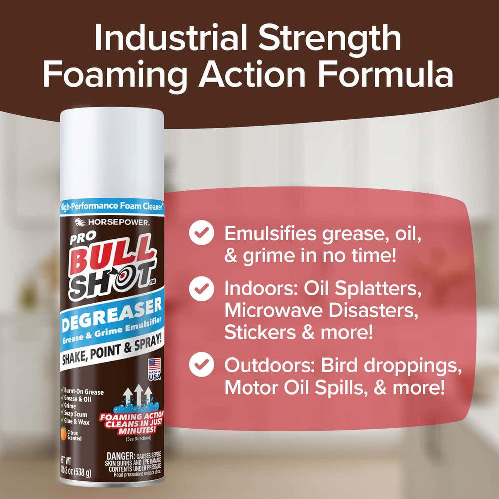 Horsepower Bull Shot Degreaser Pro is safe on multiple surfaces including ovens and grills.
