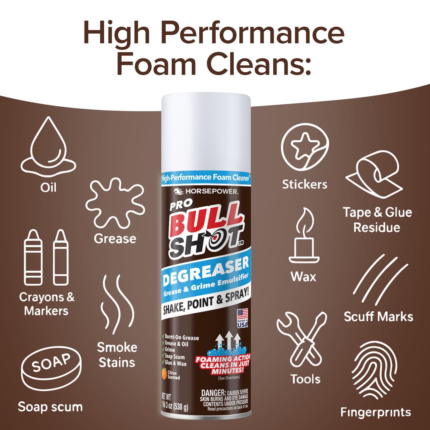 Horsepower Bull Shot Degreaser Pro leaves a residue-free finish on stainless steel.