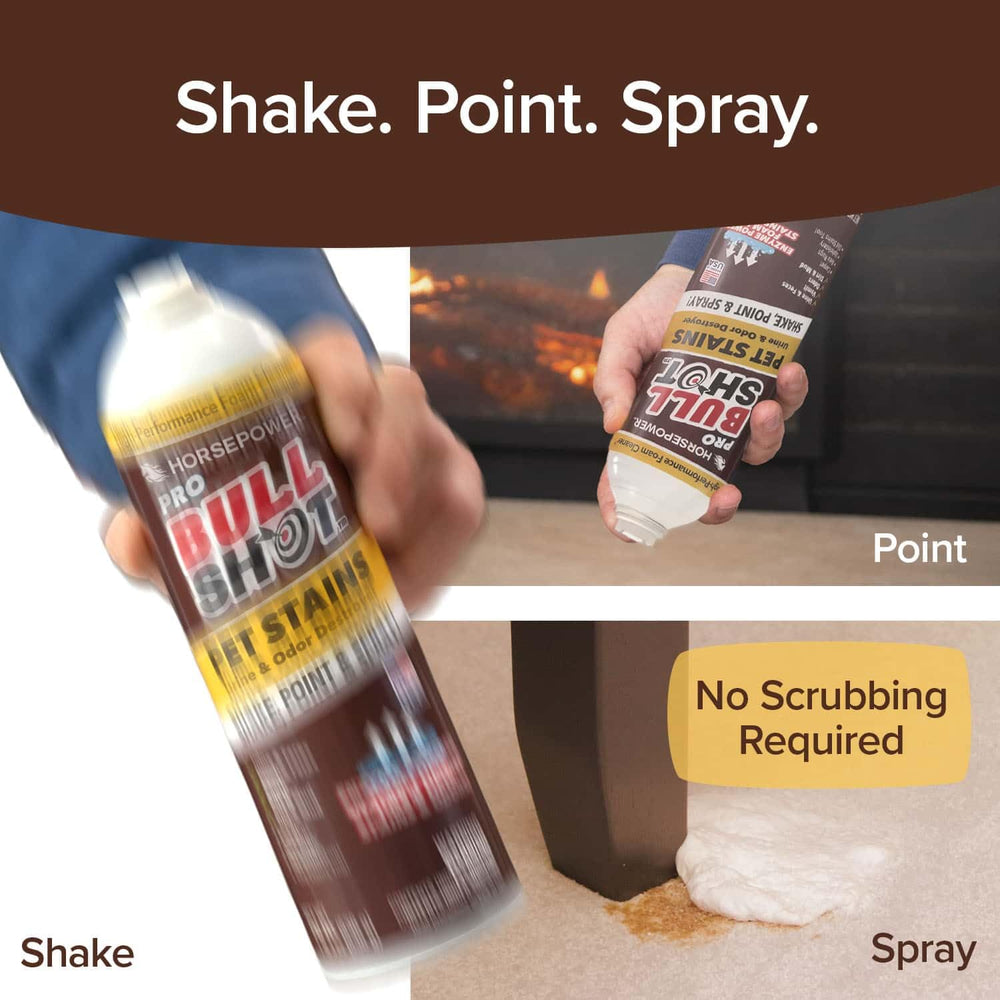 Horsepower Bull Shot Pet Pro deep-cleaning action penetrates fibers for thorough lift