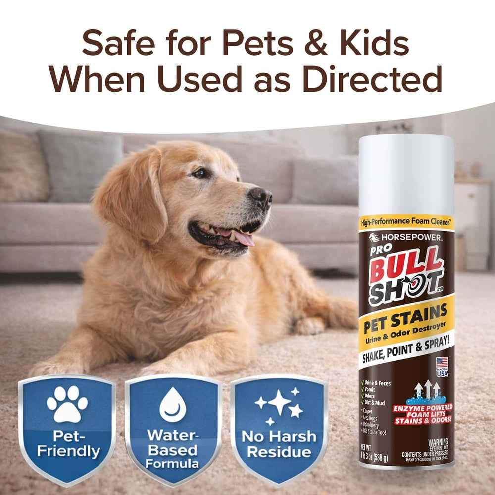 Horsepower Bull Shot Pet Pro leaves no residue after cleaning