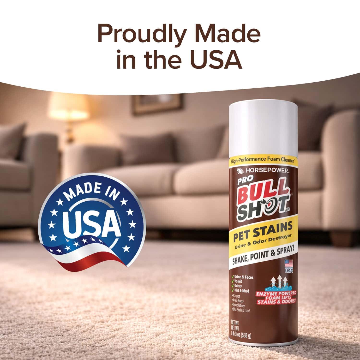 Horsepower Bull Shot Pet Pro helps prevent repeat markings by neutralizing odors