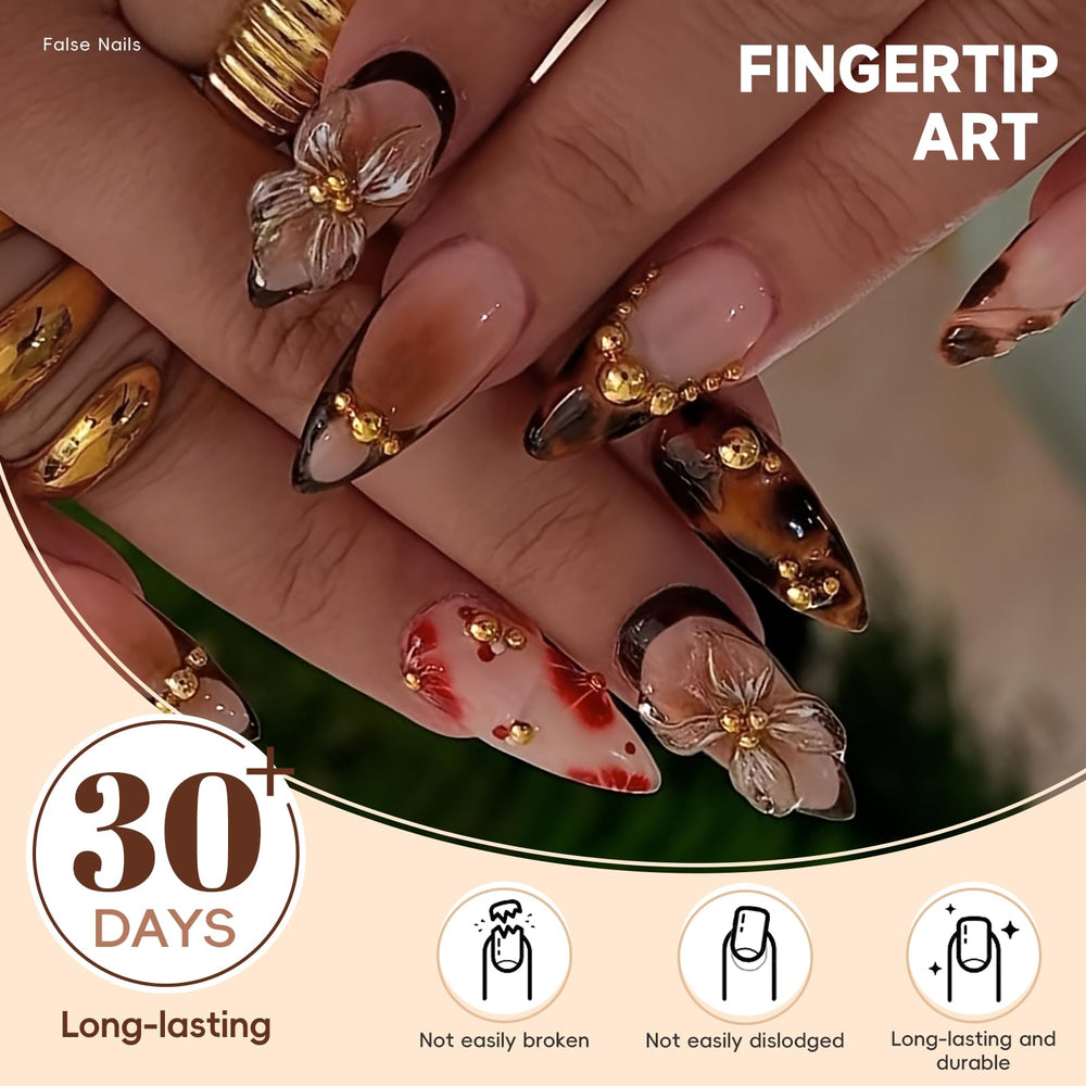 HOSAILY glue-on kit with nail glue, cuticle stick, file for fast, salon-like application