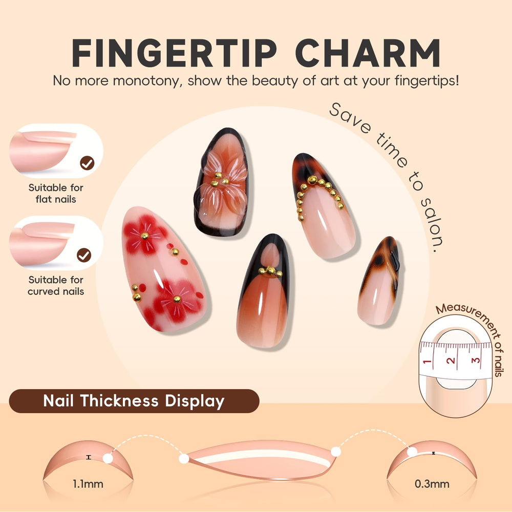 HOSAILY tortoiseshell leopard French tip blossom gradient nails for bold, ready-to-wear look