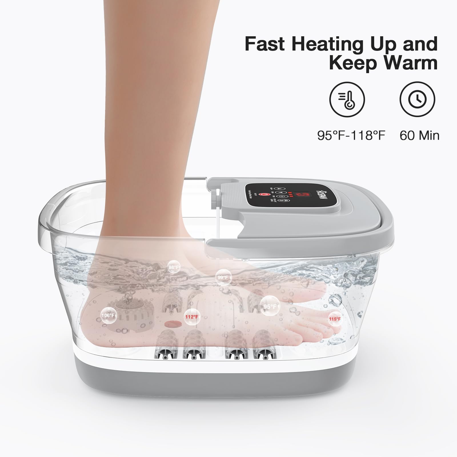 HOSPAN foot spa with eight massage rollers for targeted relief