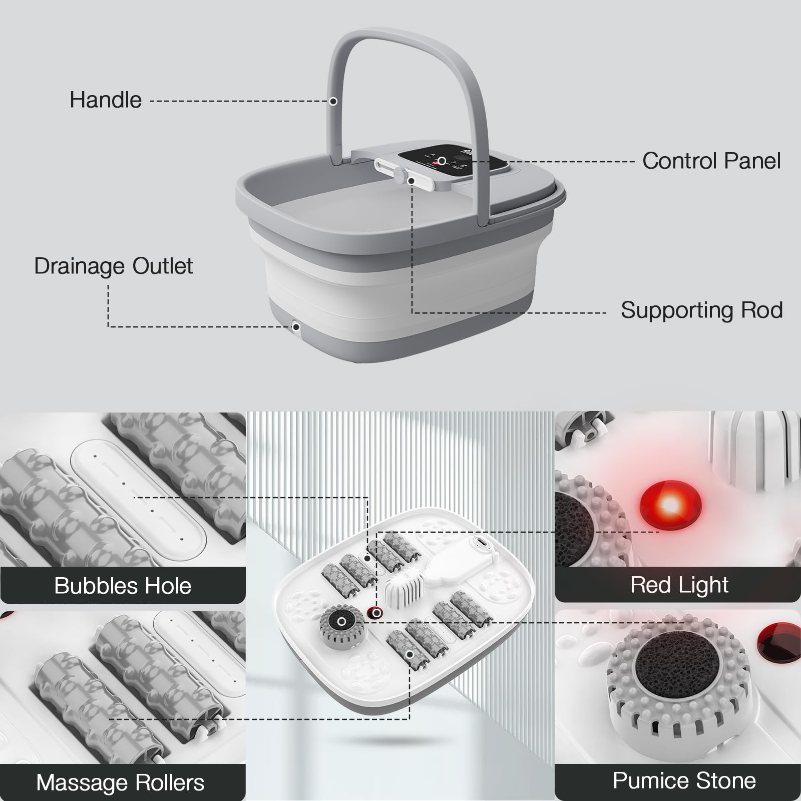 HOSPAN collapsible foot spa offers bubble massage for relaxation