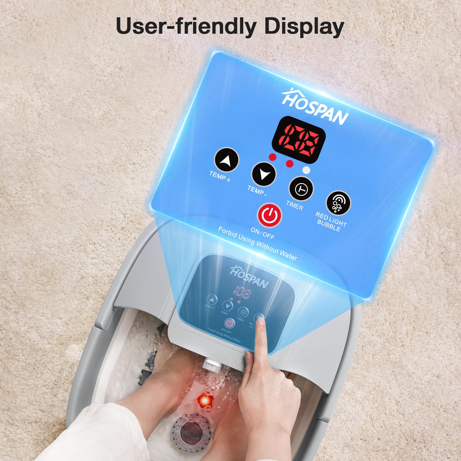 HOSPAN foot spa space saving design fits under furniture