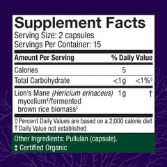 Host Defense Lion's Mane capsules close-up highlighting natural ingredients