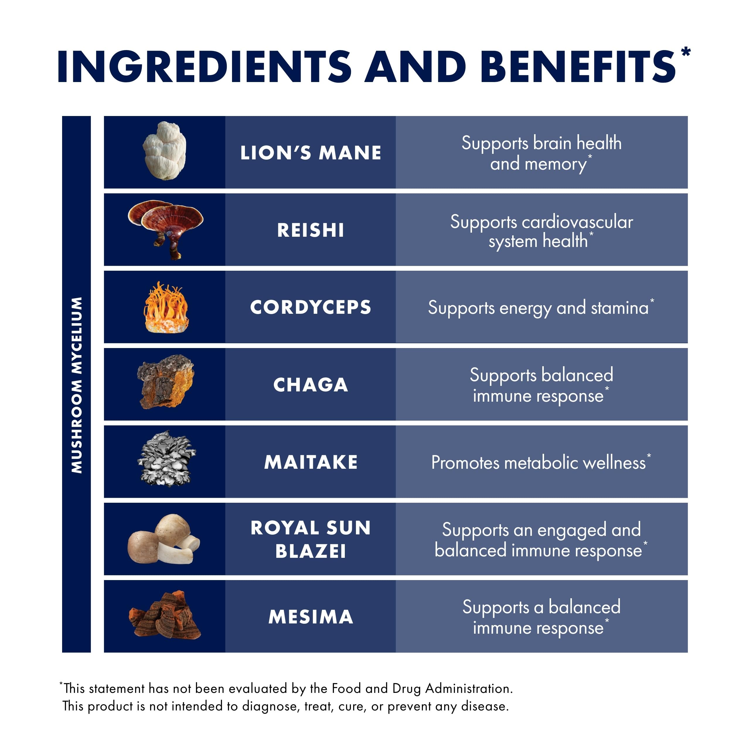 Maitake capsules from Host Defense Stamets 7-7 immune health support.