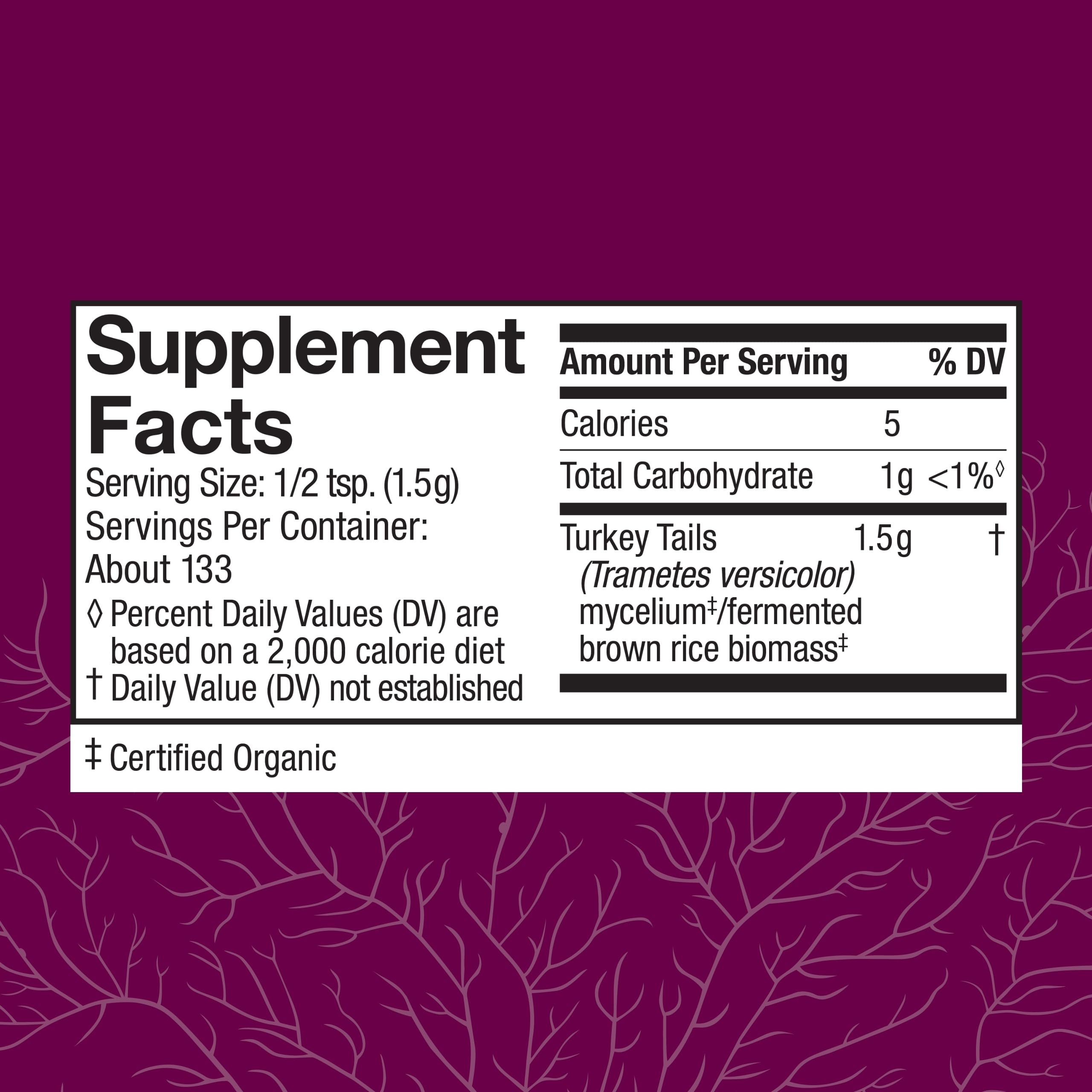 Host Defense Turkey Tail powder scoop showing easy daily serving.
