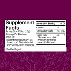 Host Defense Turkey Tail powder scoop showing easy daily serving.