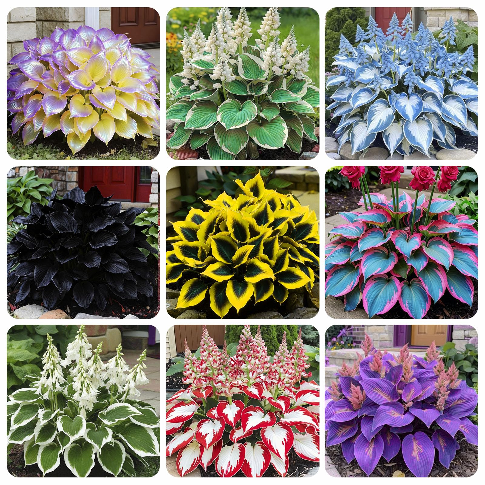 Hosta seeds close-up in packet showing mixed rare varieties for shade garden accents.