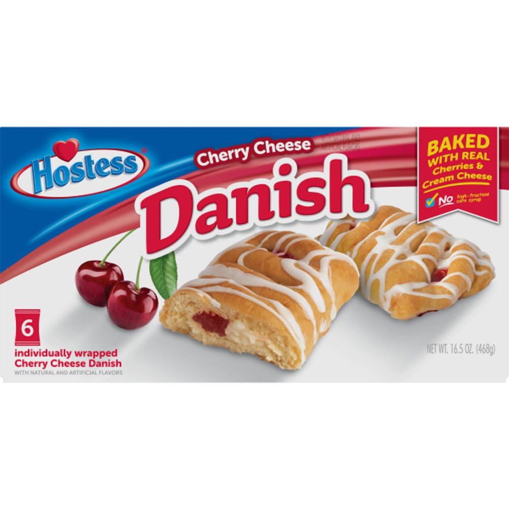 Hostess Danish Cherry Cheese Bear Claw 16oz, flaky pastry ready to enjoy with coffee.