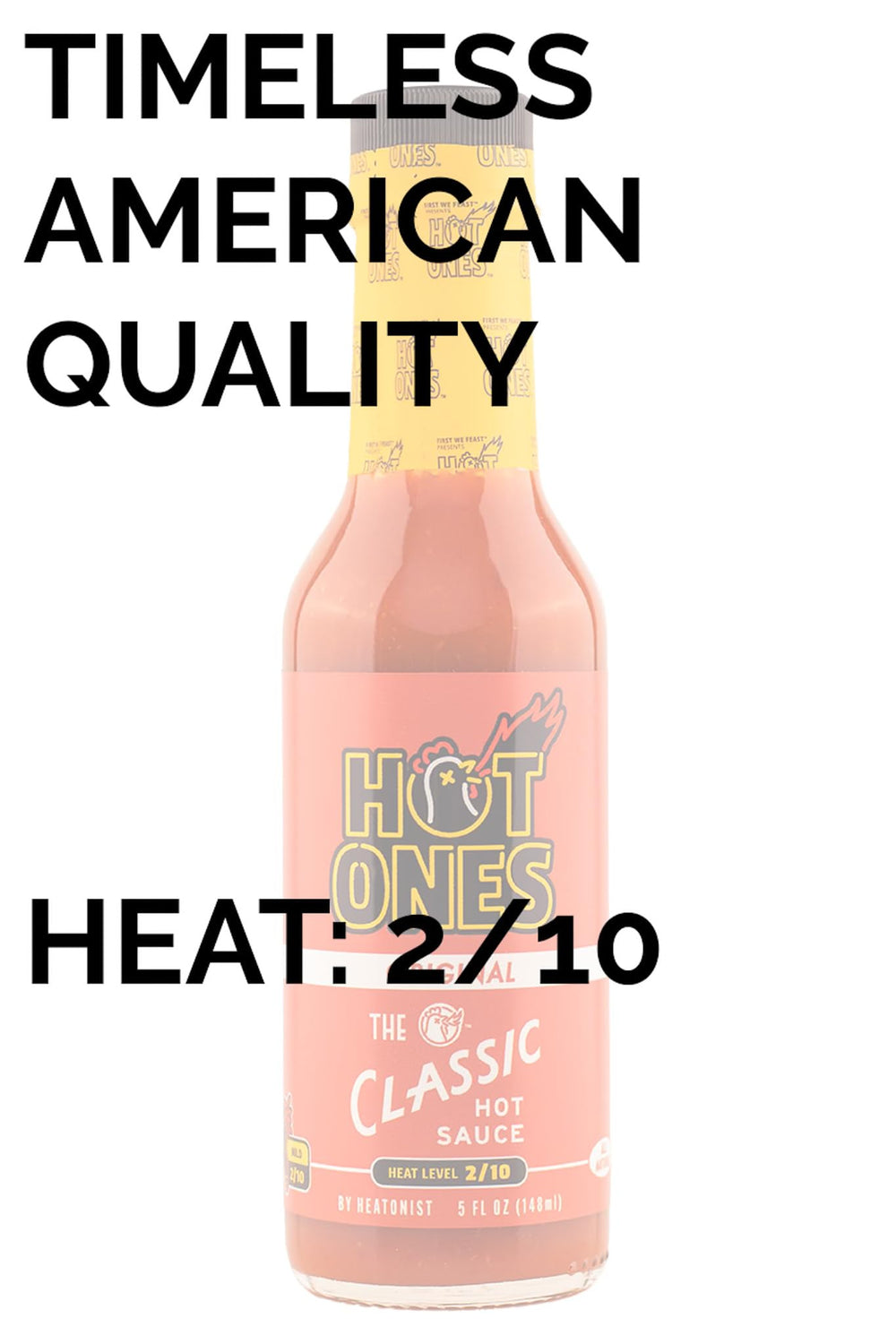 Hot Ones Classic label detail emphasizing organic vinegar and turmeric