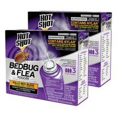 Hot Shot BedBug & Flea Fogger canister closeup for quick room treatment.
