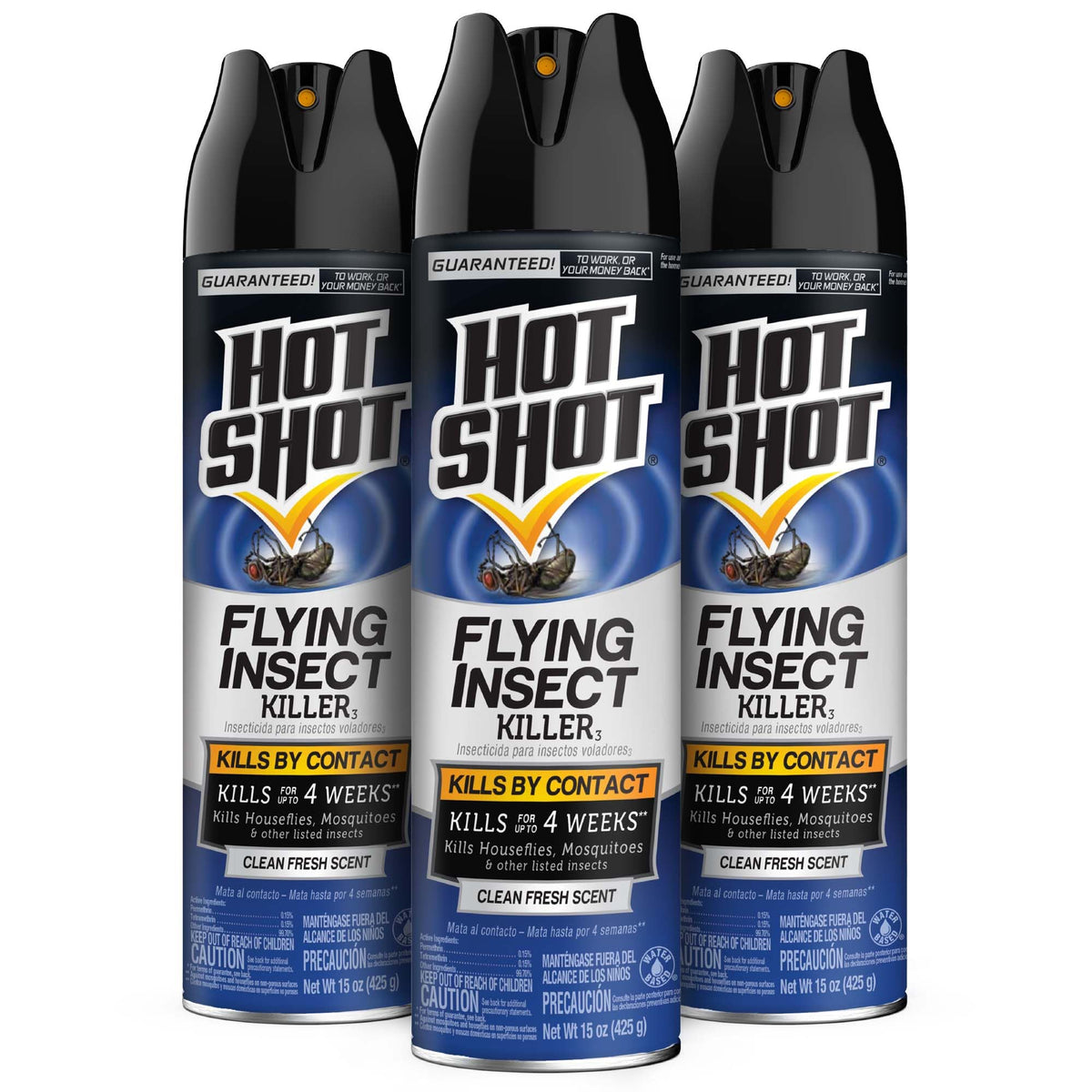 Hot Shot Flying Insect Killer aerosol can, 15 oz, ready to target flying pests indoors.
