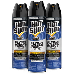 Hot Shot Flying Insect Killer aerosol can, 15 oz, ready to target flying pests indoors.