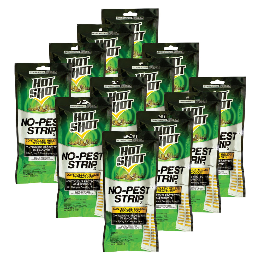 Hot Shot No-Pest Strip kills flying insects in garages and attics.