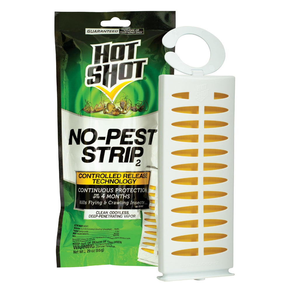 Hot Shot No-Pest Strip comes in a pack of 12 strips.