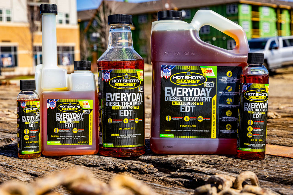 EDT bottle with engine components signaling smoother operation.