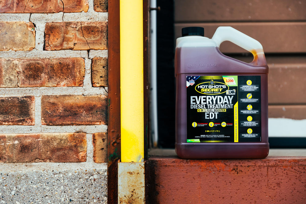 Pouring EDT at fill-up for easy one-ounce dosing per 25 gallons.