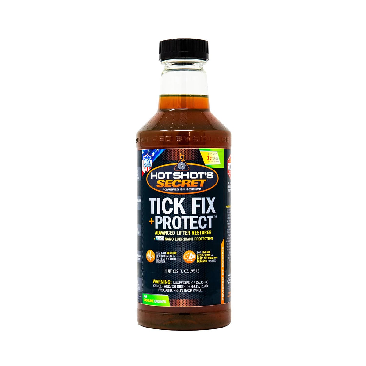 Hot Shot's Secret Tick Fix bottle showing improved lifter smoothness