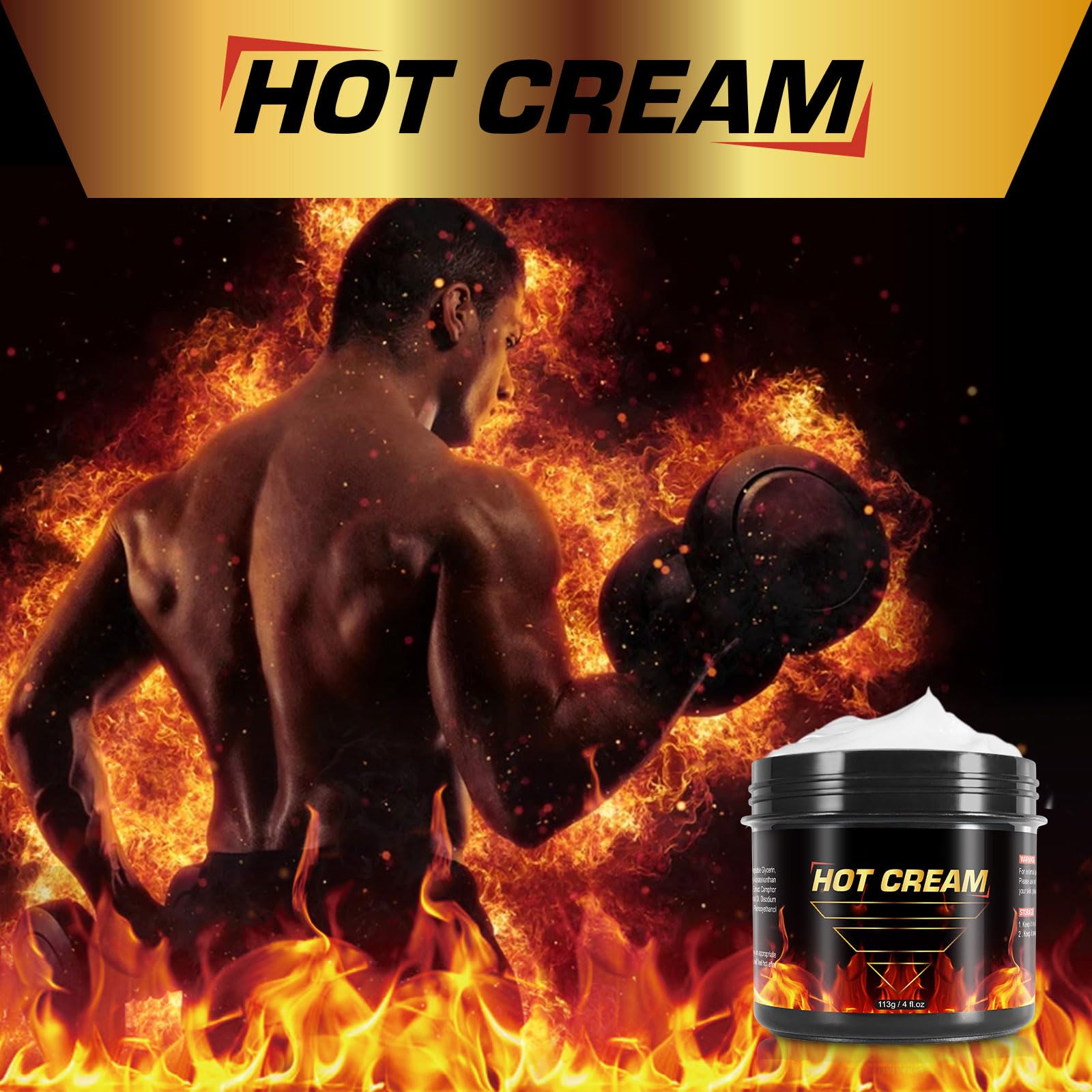 Hot Sweat Cream buttocks focus targeting warmth for easier coverage.