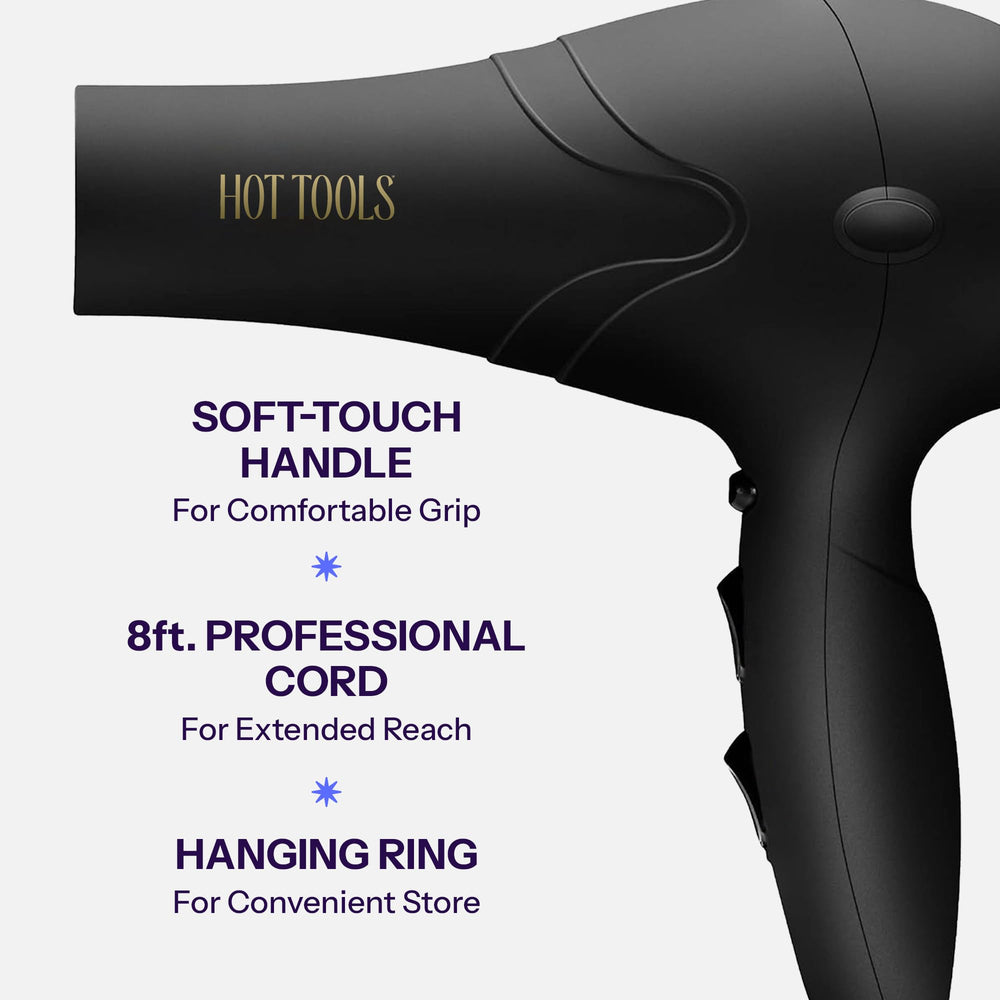 Hot Tools Pro Artist 2100 1875-watt airflow delivers fast drying across hair types.