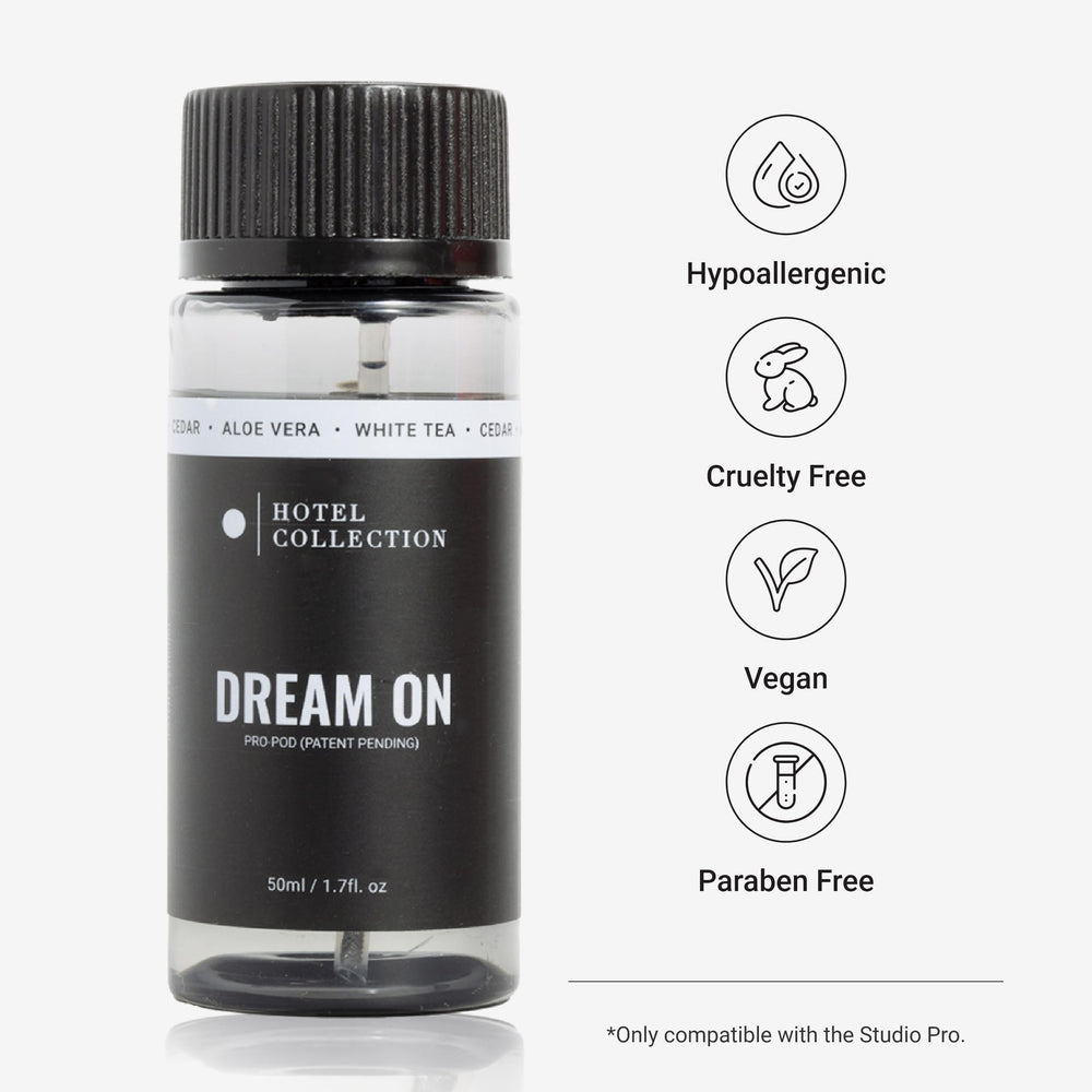 Hotel Collection Dream On Pro-Pod oil amber notes create a warm, inviting atmosphere.