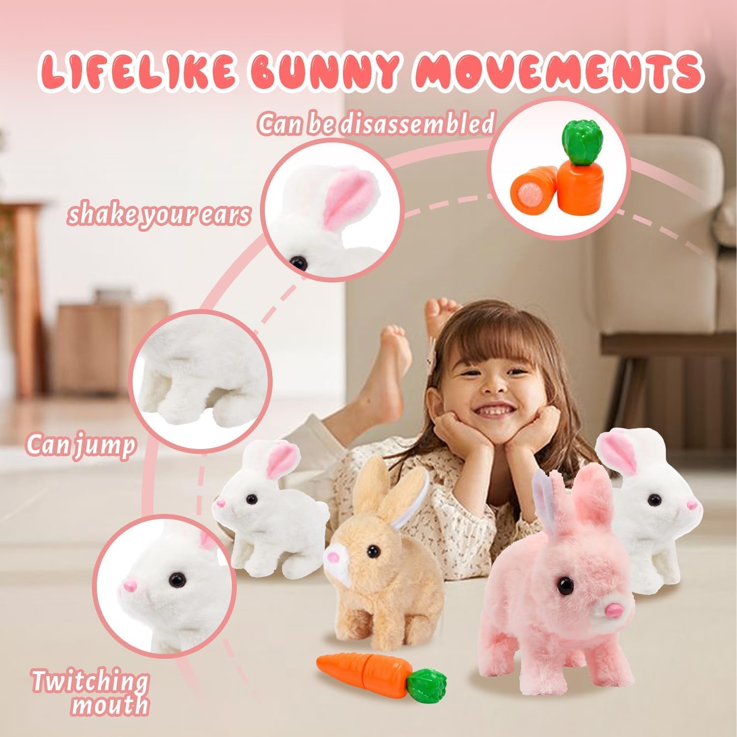 HOTKSOFT Easter Bunny Toy compact 7-inch size is easy to take anywhere.