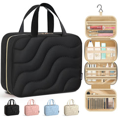 HOTOR Hanging Toiletry Bag full view with roomy compartments for quick access.