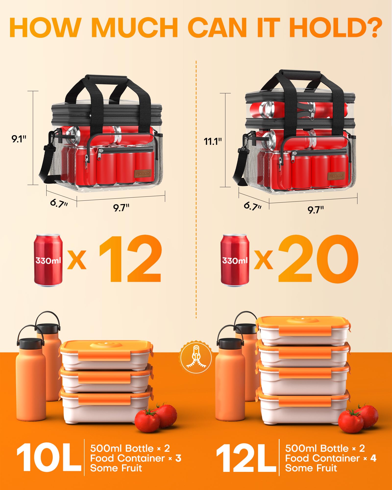 HOTOR lunch box three-layer insulation maintains temperature on the go