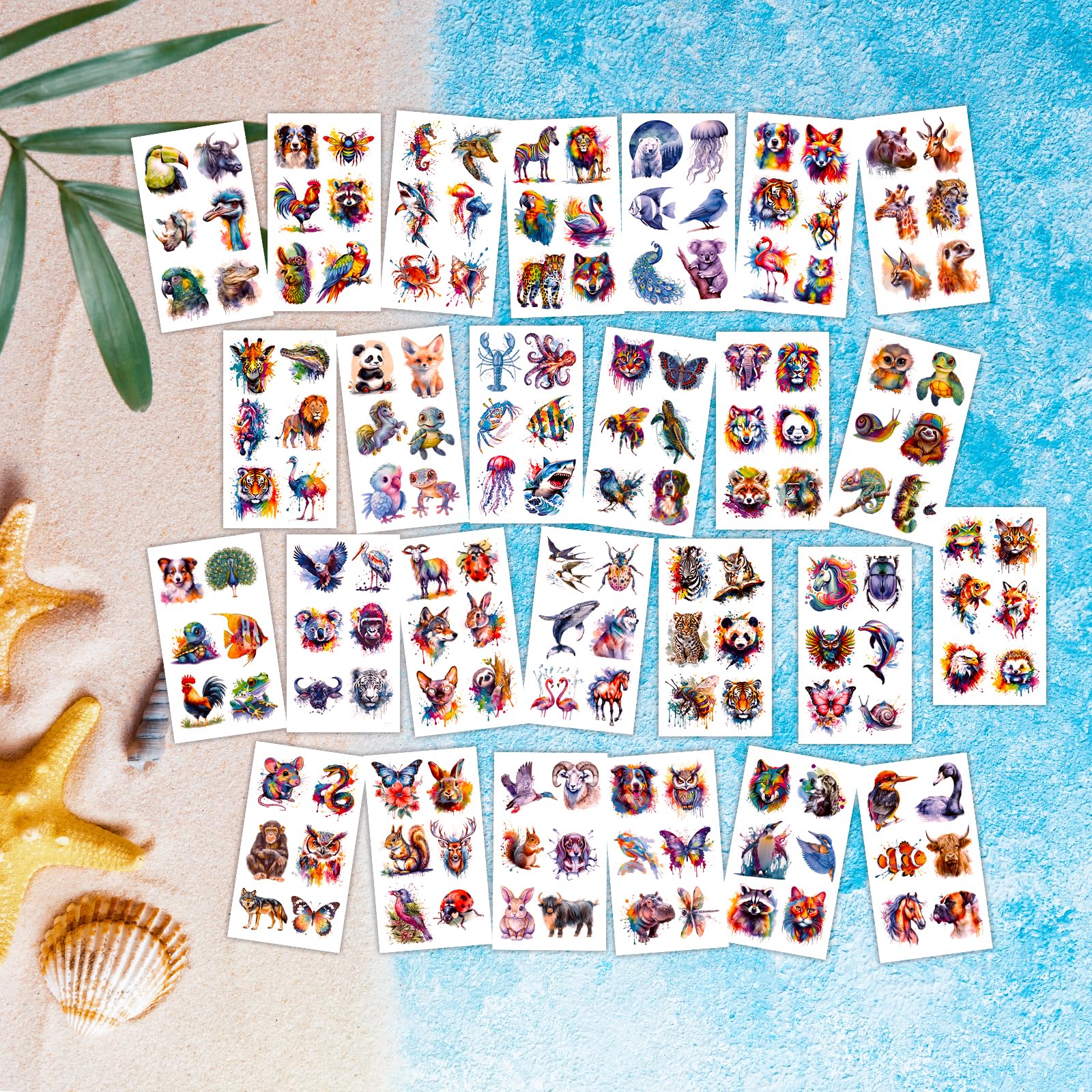 Hotoyannia party favors with watercolor tattoos, multiple designs for sharing