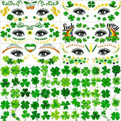 Hotoyannia glitter St Patrick's Day face tattoos close-up for bold festival look