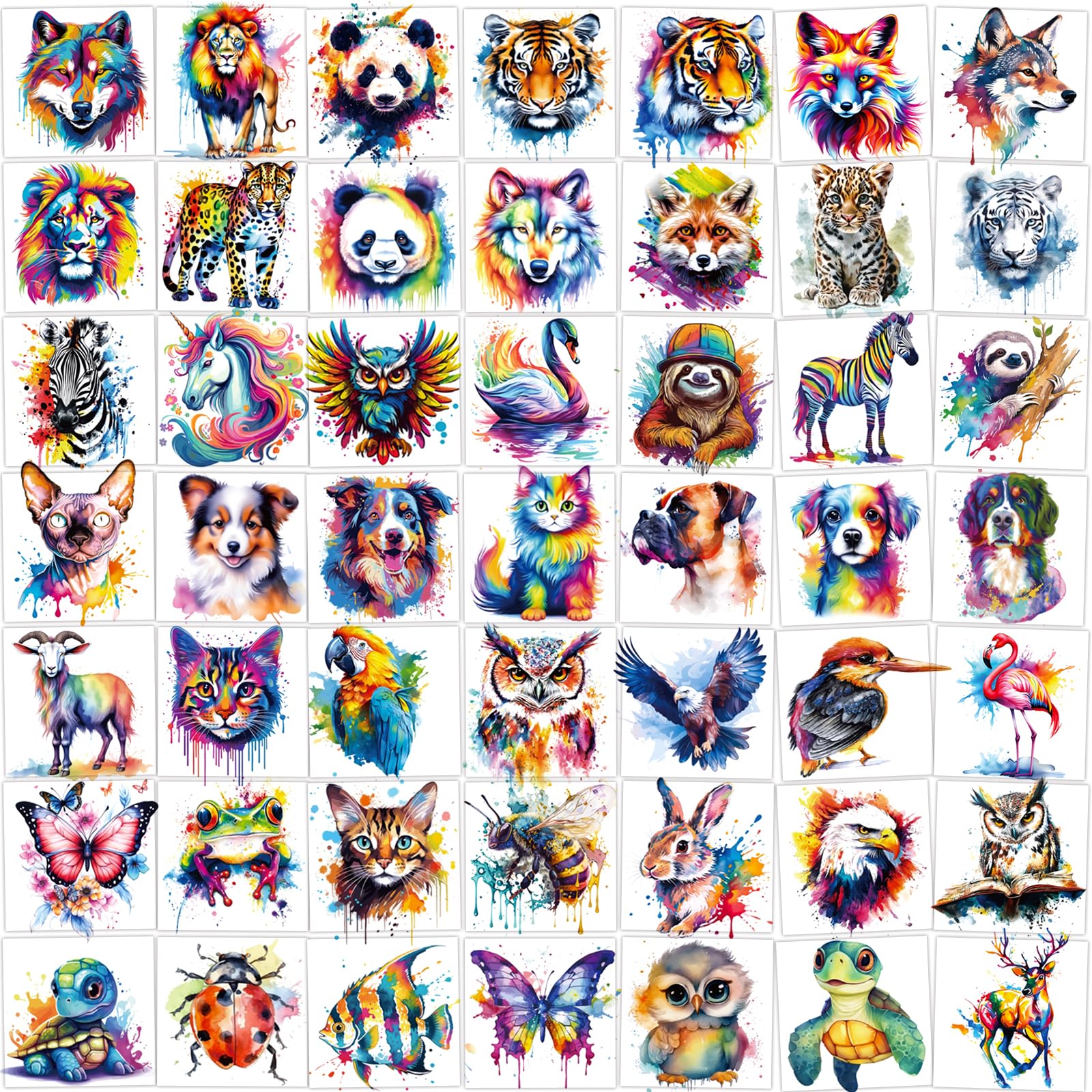 Hotoyannia watercolor animals tattoos pack with vibrant designs for kids' creativity and easy application