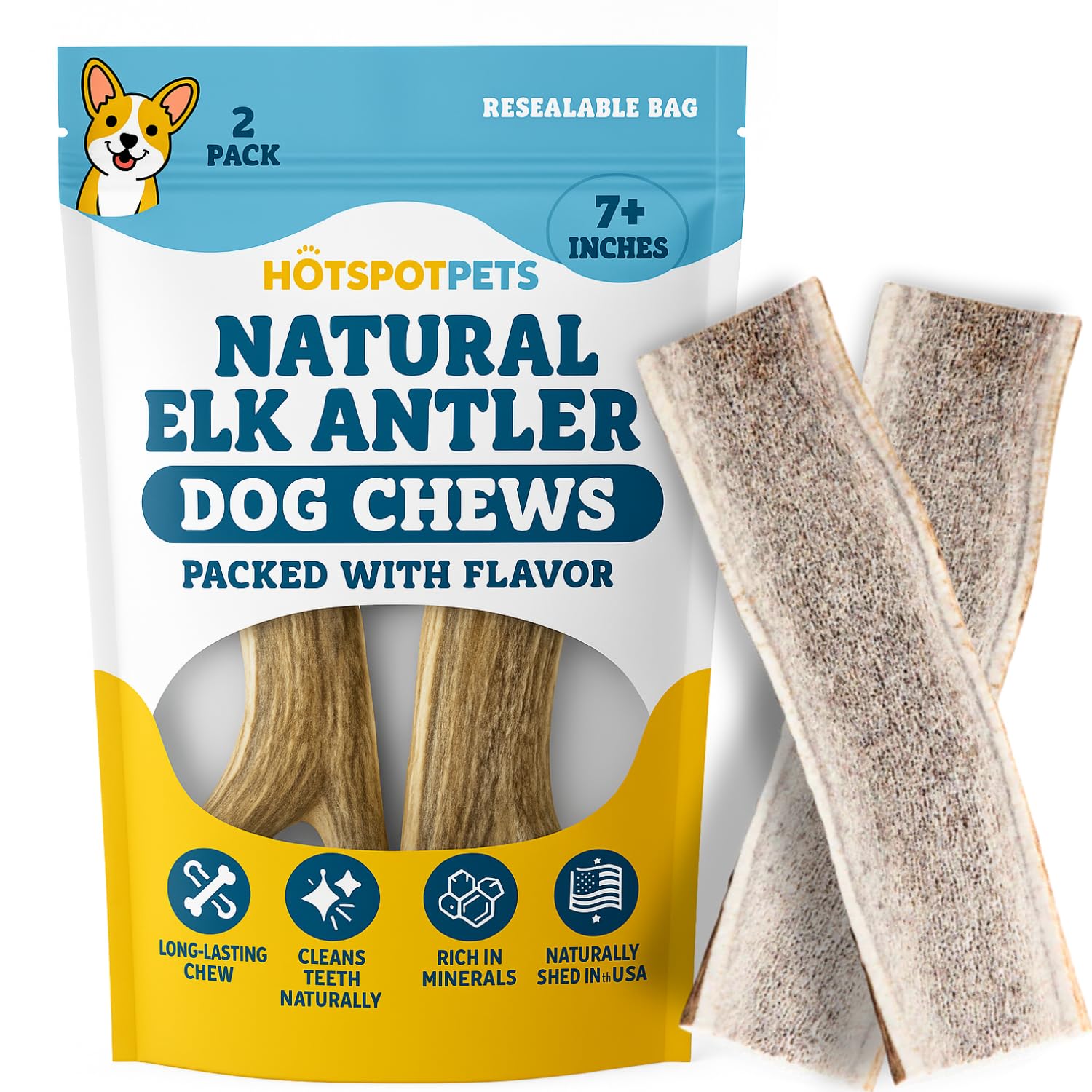 Indoor outdoor use elk antlers provide mess free chewing for dogs