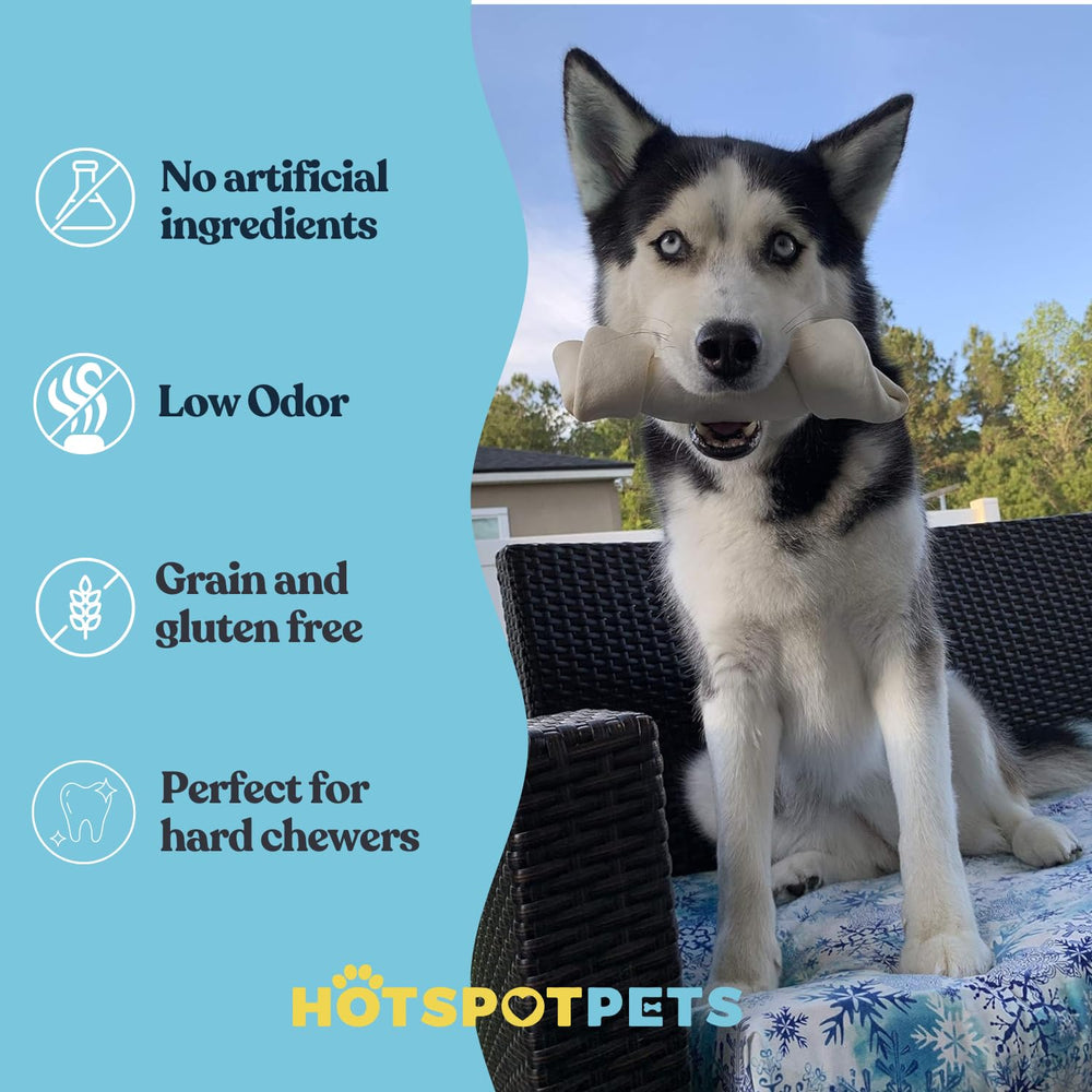 Hotspot Pets grass-fed Brazilian rawhide label image signaling quality sourcing.