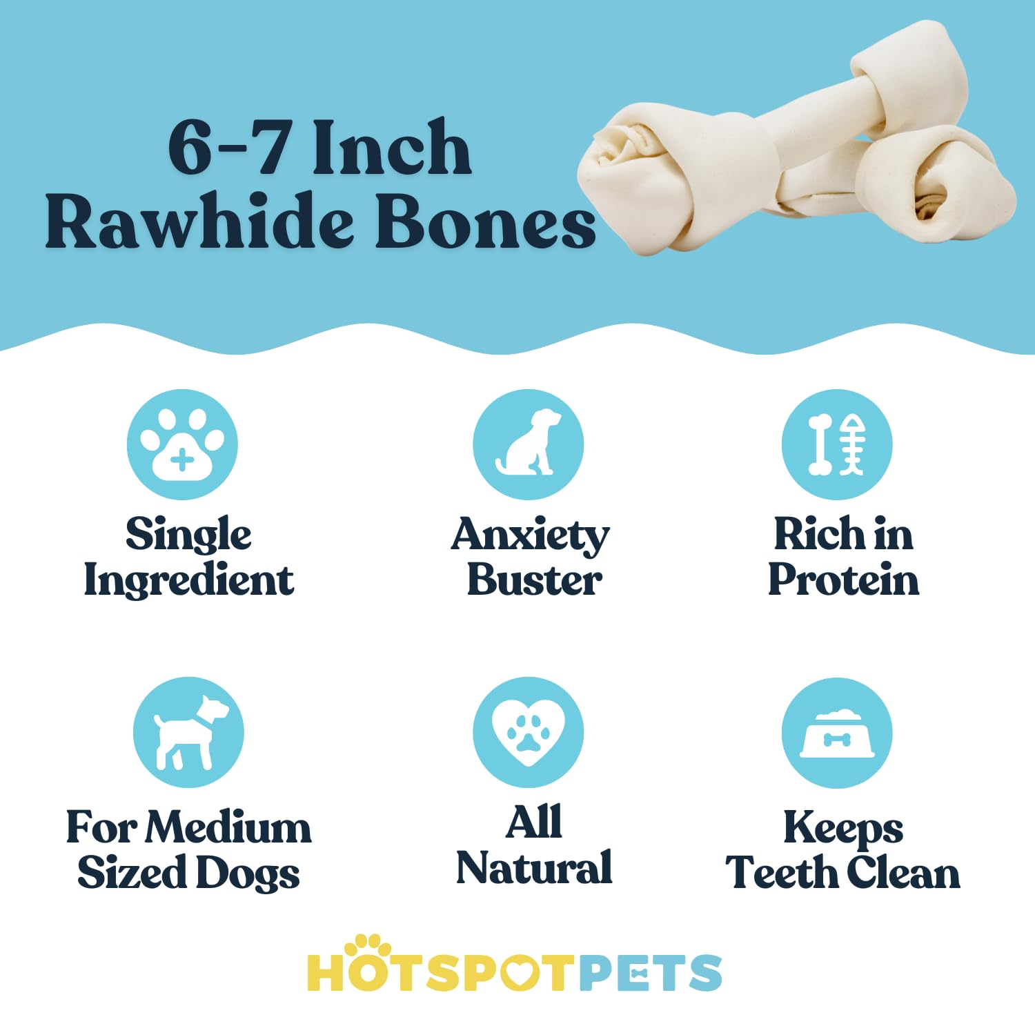 Hotspot Pets rawhide chews closeup texture shows natural, single-ingredient chew.