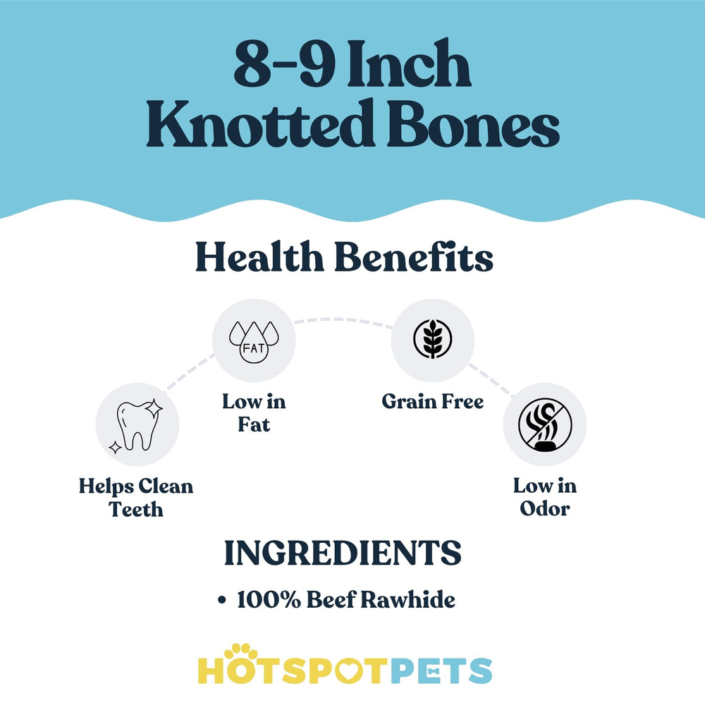 Hotspot Pets USDA-certified rawhide bones image underscores safety and quality.