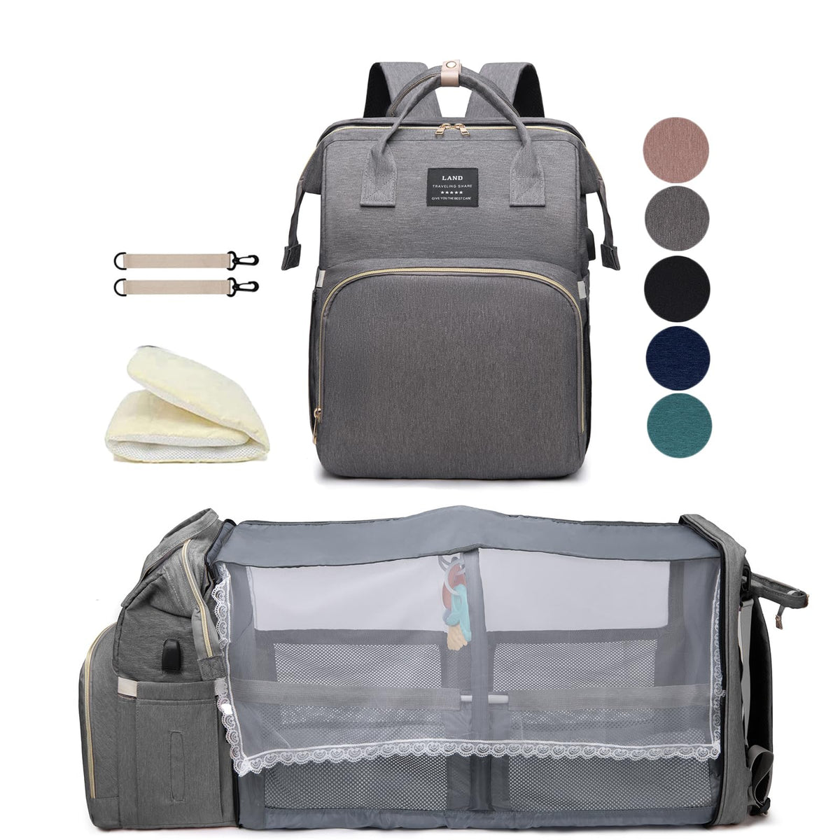houscly diaper bag backpack with changing station for on the go diaper care
