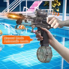 Houscly dual-mode water gun supports manual and automatic fire.